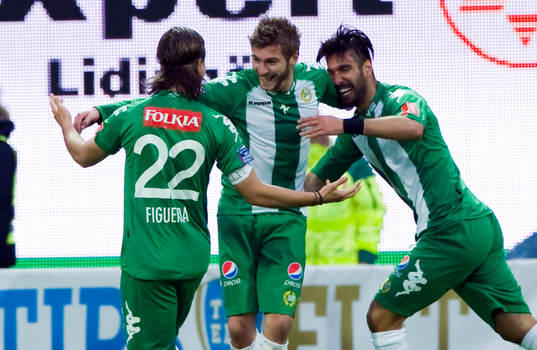 Christophe Lallet och Sinan Ayranci, Hammarby, jubel