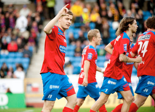 Alfred Finnbogason, Helsingborg gör 1-0. Jubel