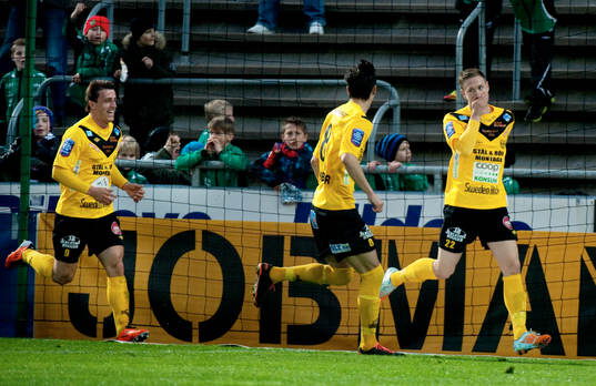 Marcus Pode, Mjällby 1-1. Jubel