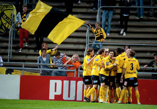 Marcus Pode, Mjällby 1-1. Jubel