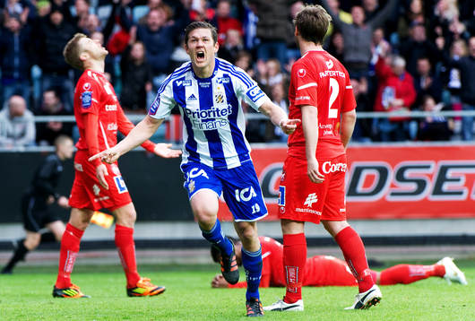 Hannes Stiller, IFK Göteborg, jubel, 1-0. Åtvidaberg depp