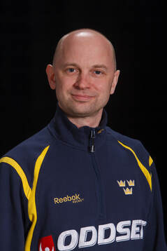 Goaltender coach Stefan Ladhe of Sweden poses for a portrait