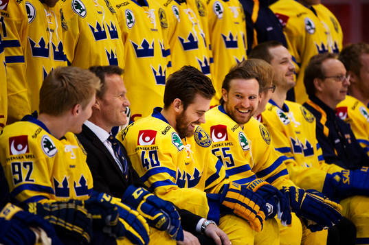 Henrik Zetterberg och Niklas Kronwall skrattar