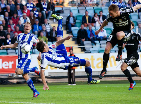 Tobias Hysén, IFK Göteborg, missar en cykelspark, Joel