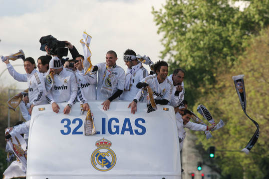 Fotboll, spansk, La Liga, Real Madrid firar segern i ligan