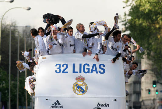 Fotboll, spansk, La Liga, Real Madrid firar segern i ligan