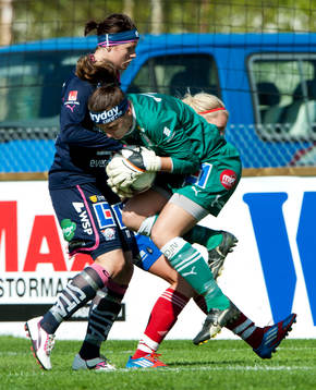 Sofia Lundgren, målvakt, Linköping, och Emma Sjödahl,