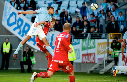 Mathias Ranégie, Malmö går upp och nickar in 2-1