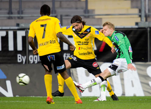 Jakob Olsson, GAIS, gör 2-2 på övertid, Pavel Zavadil,