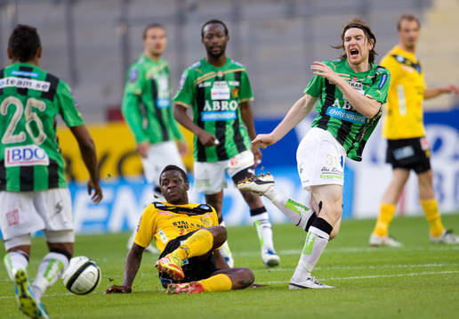 Dominique Kivuvu, Mjällby. Markus Gustafsson, GAIS