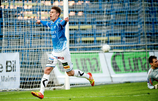 Andreas Grahm, Trelleborg gör 3-1. Jubel