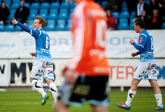 Tobias Malm, Trelleborg gör 1-1. Jubel