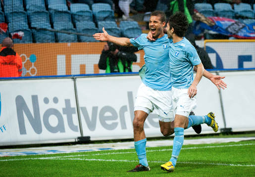 Mathias Ranégie, Malmö gör 3-0.  Jubel