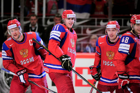 Yevgeni Malkin och  Ryssland, jubel