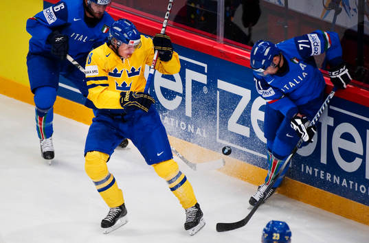 Jonas Brodin, Sverige, och Luca Ansoldi, Italien