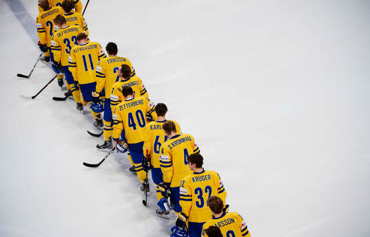 Sverige spelare står uppställda