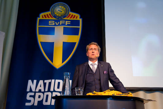 Presskonferens, presentation av EM-truppen. Erik Hamrén,