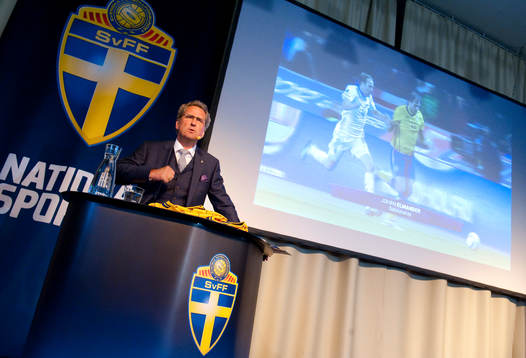 Presskonferens, presentation av EM-truppen. Erik Hamrén,