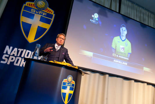 Presskonferens, presentation av EM-truppen. Erik Hamrén,