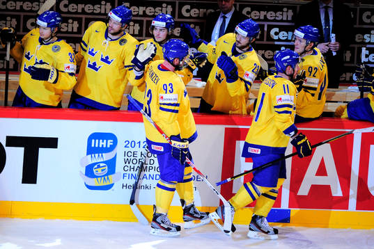 Johan Franzén och Daniel Alfredsson, Sverige jubel