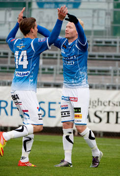 Mattias Adelstam, Trelleborg gör 1-0. Jubel