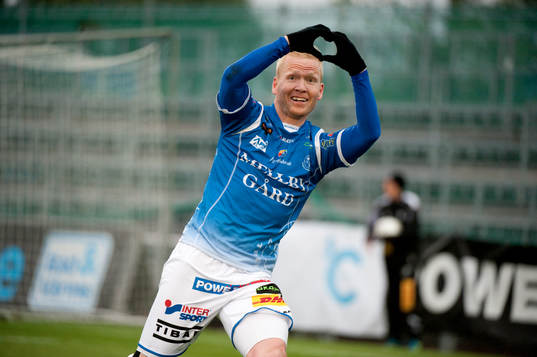 Mattias Adelstam, Trelleborg gör 1-0. Jubel, hjärta,