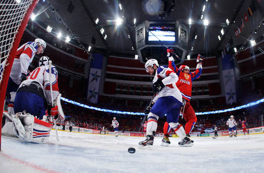 Alexander Ovechkin, Ryssland, jubel när 3-2-pucken går in