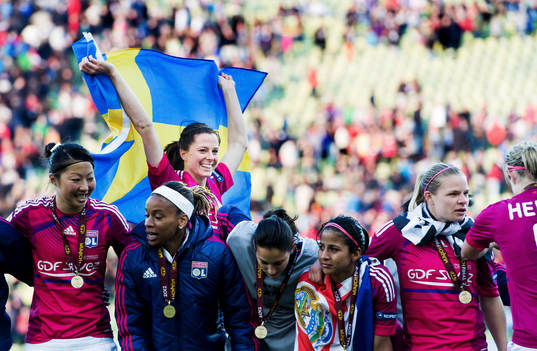 Lotta Schelin, Olympique Lyonnais, jubel, glädje