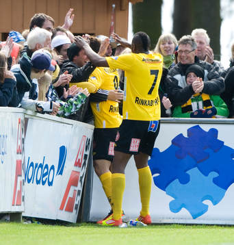 1-0 Erton Fejzullahu, Mjällby. Jubel, glädje