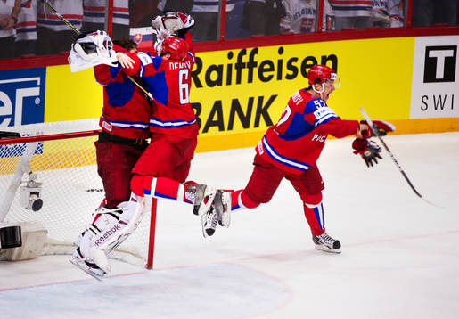 Semyon Varlamov, målvakt, Denis Denisov och Sergei