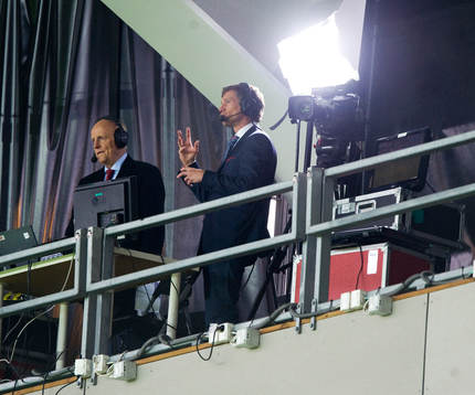 Arne Hegerfors och Jens Fjellström, kommentator