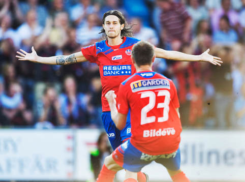 1-0, Daniel Nordmark, Helsingborg jubel med Erik Wahlstedt