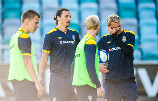 Zlatan Ibrahimovic och Ola Toivonen diskuterar