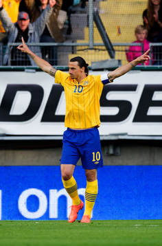 Zlatan Ibrahimovic, Sverige, gör 1-0, jubel