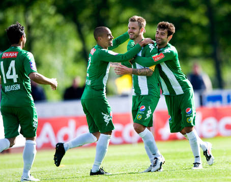 1-1 Andreas Dahl, Hammarby, jubel med Billy Berntsson och
