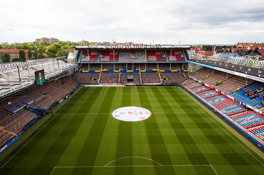 Råsunda, innan publiken börjar strömma till. Arena,