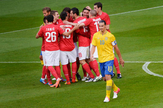 Serbien jubel, Zlatan Ibrahimovic, Sverige, depp