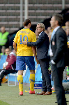 Erik Hamrén, tränare Sverige och Zlatan Ibrahimovic,