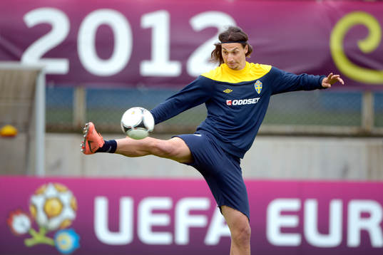 Sveriges första träning i Kiev. Zlatan Ibrahimovic