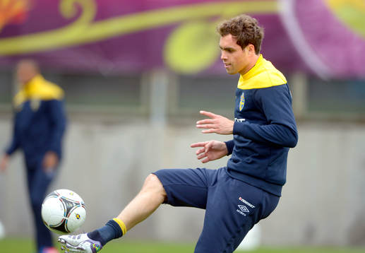 Sveriges första träning i Kiev. Johan Elmander