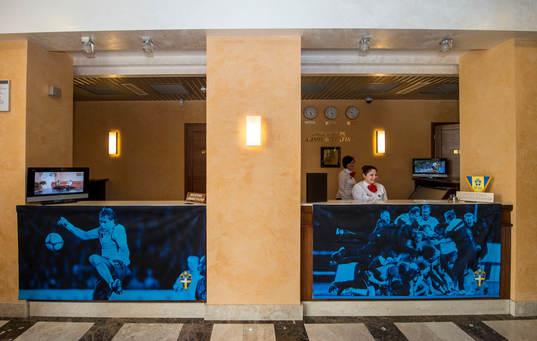 Rundvisning på spelarhotellet. Spelarhotell, hotell