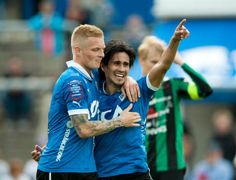 Antonio Rojas och Gudjón Baldvinsson, Halmstad, jubel