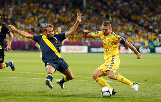 Olof Mellberg, Sverige,  Andriy Shevchenko, Ukraina