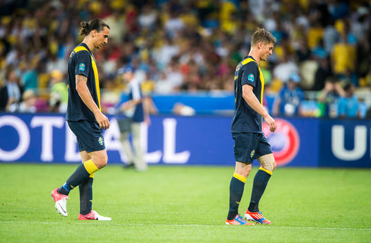 Zlatan Ibrahimovic och Markus Rosenberg, Sverige, depp