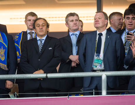 Michel Platini, president uefa och Karl-Erik Nilsson,