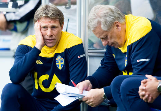 Håkan Ericson och Tommy Söderberg, förbundskapten,