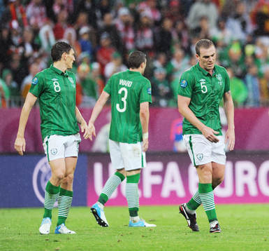 Richard Dunne och Keith Andrews, Irland, depp