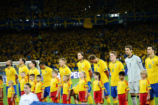 De svenska spelarna står uppradade