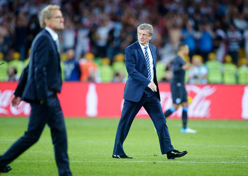 Erik Hamrén, förbundskapten, Sverige, och Roy Hodgson,