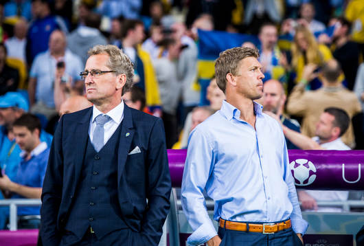 Erik Hamrén, förbundskapten och Marcus Allbäck, players